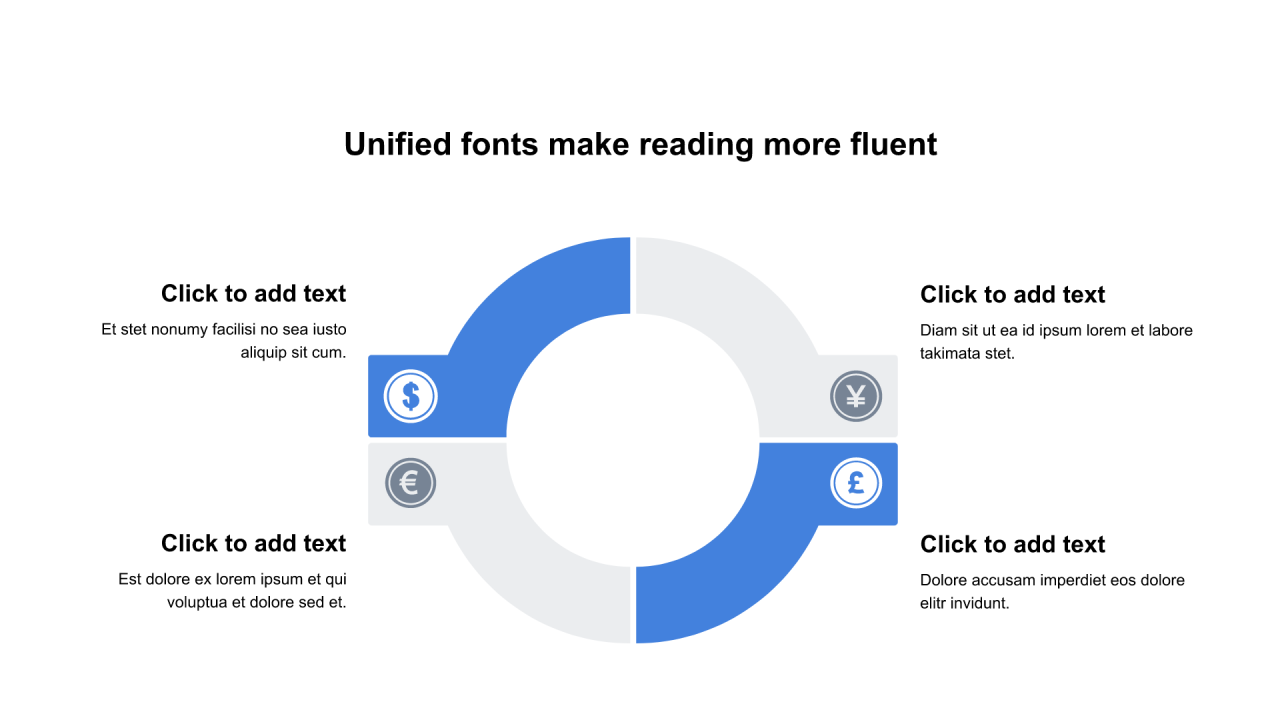 多色圆形扁平4项PPT列表