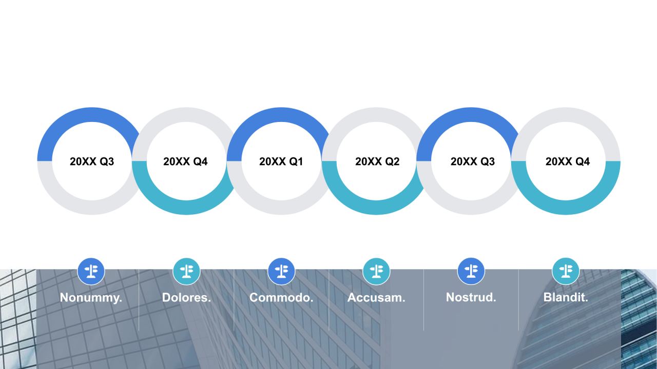 多色圆形扁平6项PPT列表