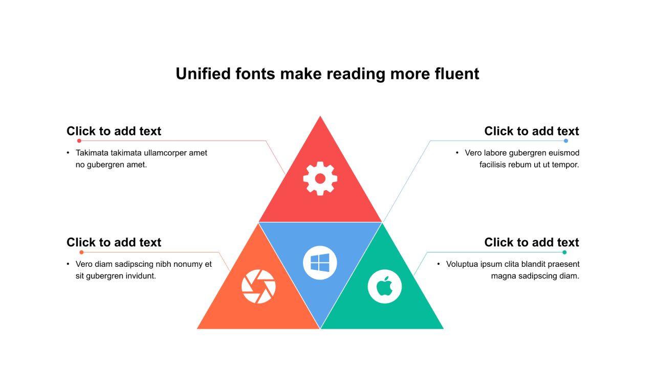 多色三角形扁平4项PPT关系