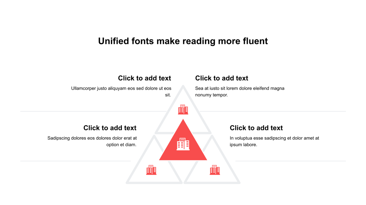 红色三角形扁平6项PPT棱锥