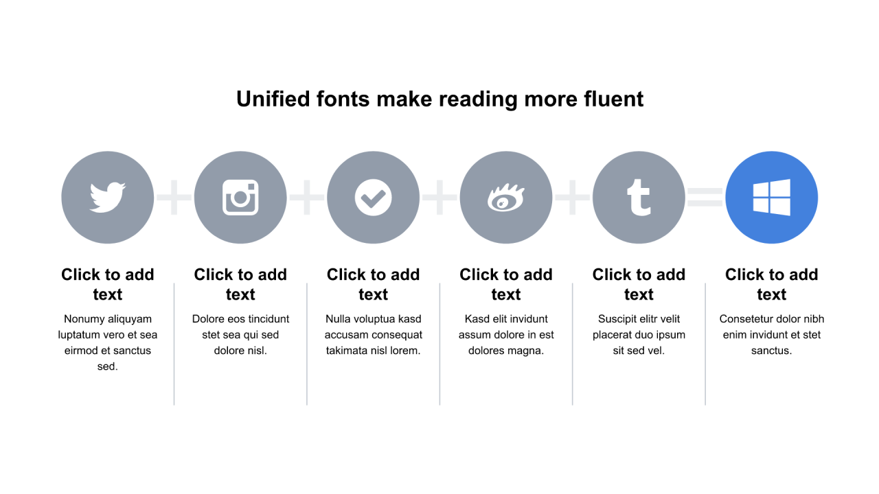 多色圆形扁平6项PPT关系