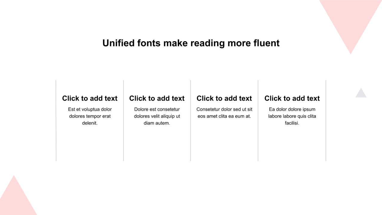 红色三角形扁平4项PPT列表