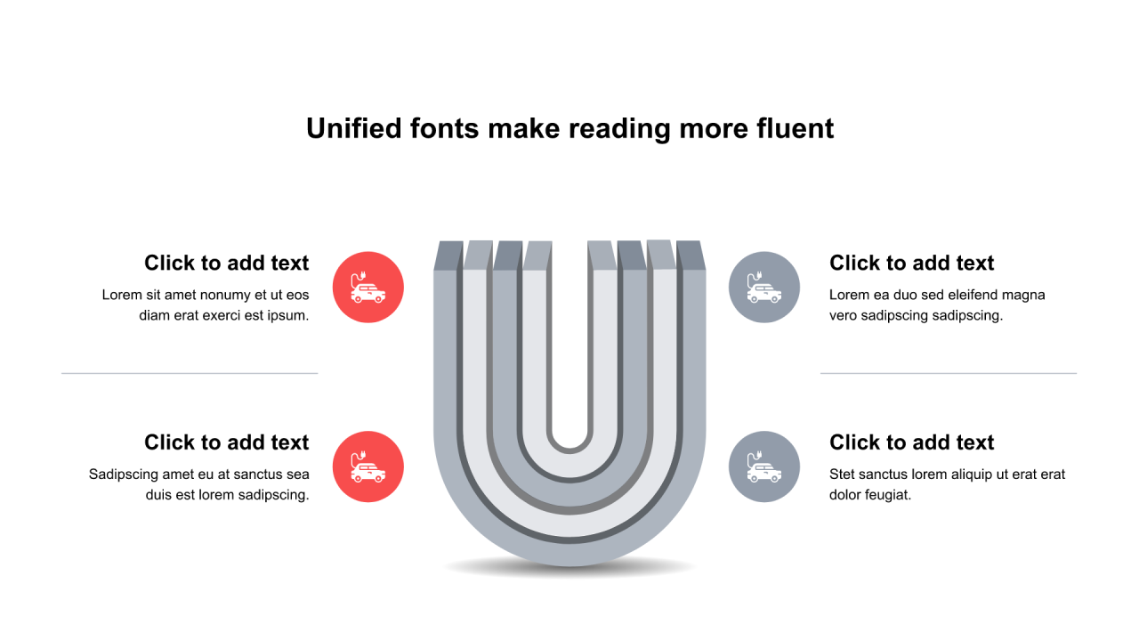 红色圆形扁平6项PPT列表