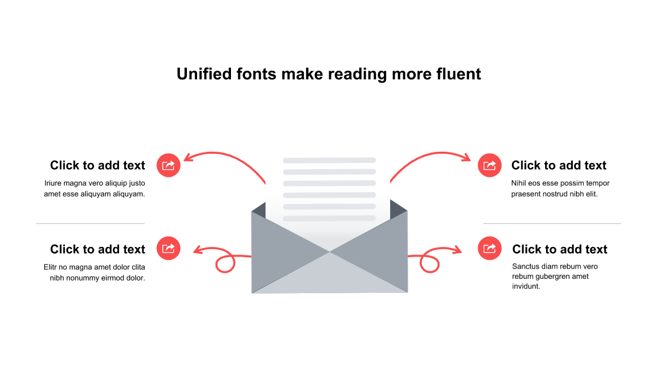 红色圆形扁平4项PPT列表