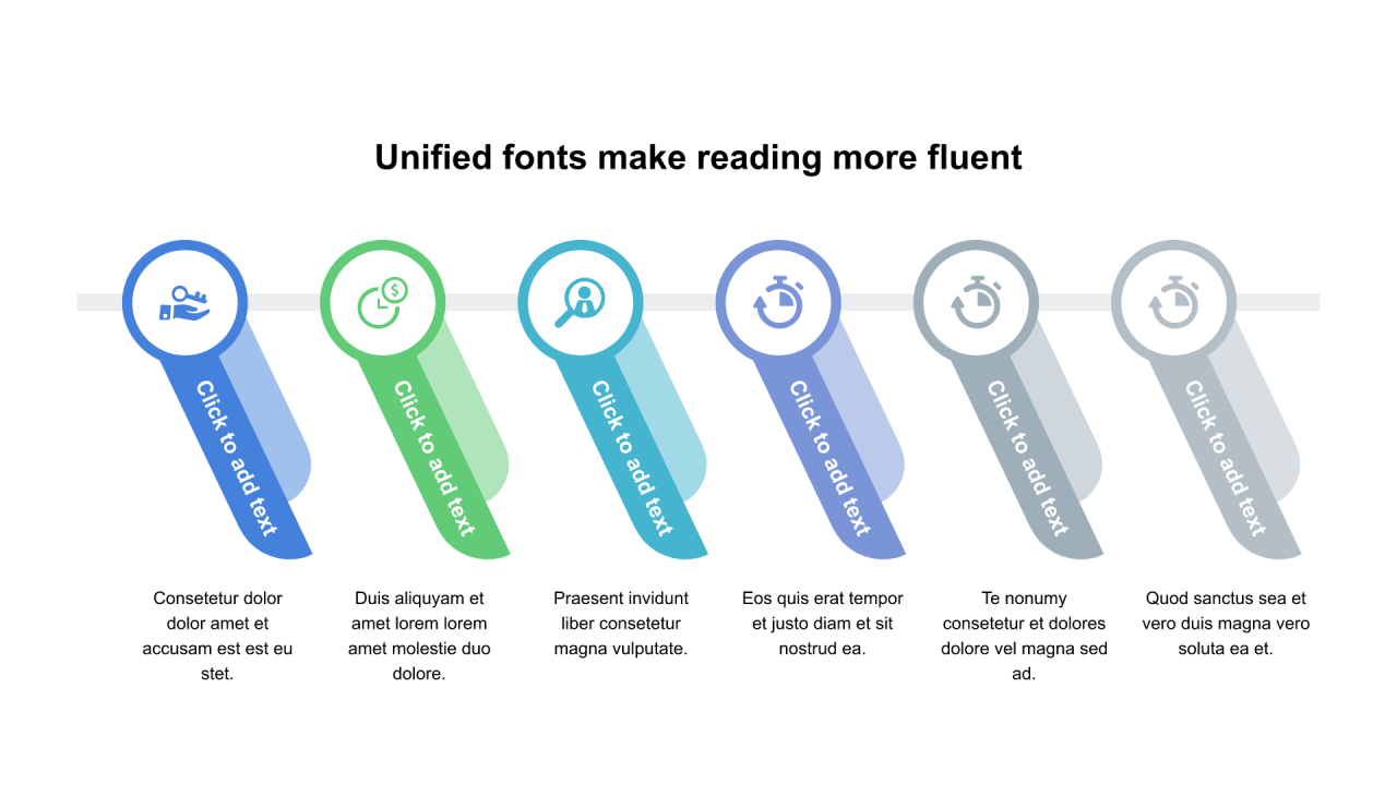 多色圆形扁平6项PPT流程