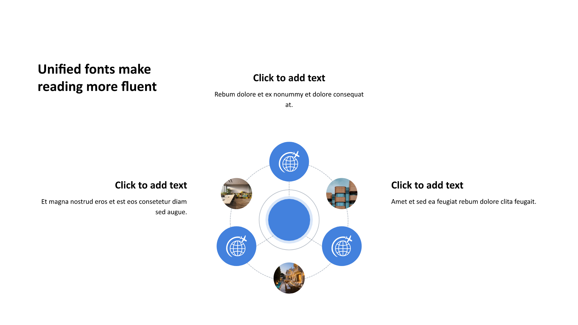 多色圆形扁平3项PPT关系