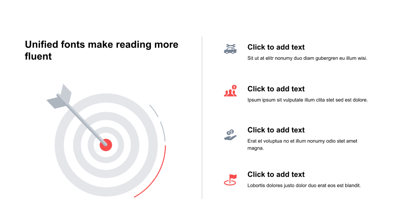 红色圆形插图扁平6项PPT列表