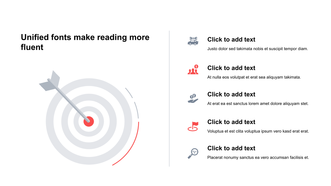 红色圆形插图扁平6项PPT列表