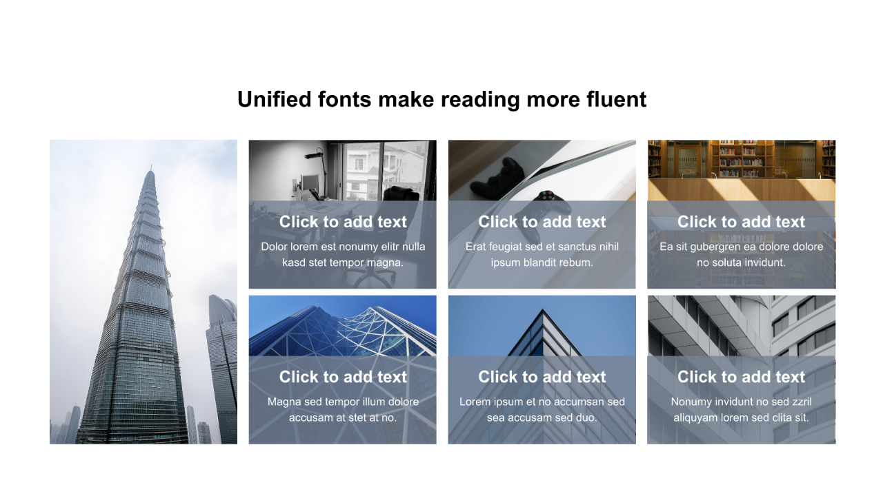 黑色矩形扁平6项PPT列表