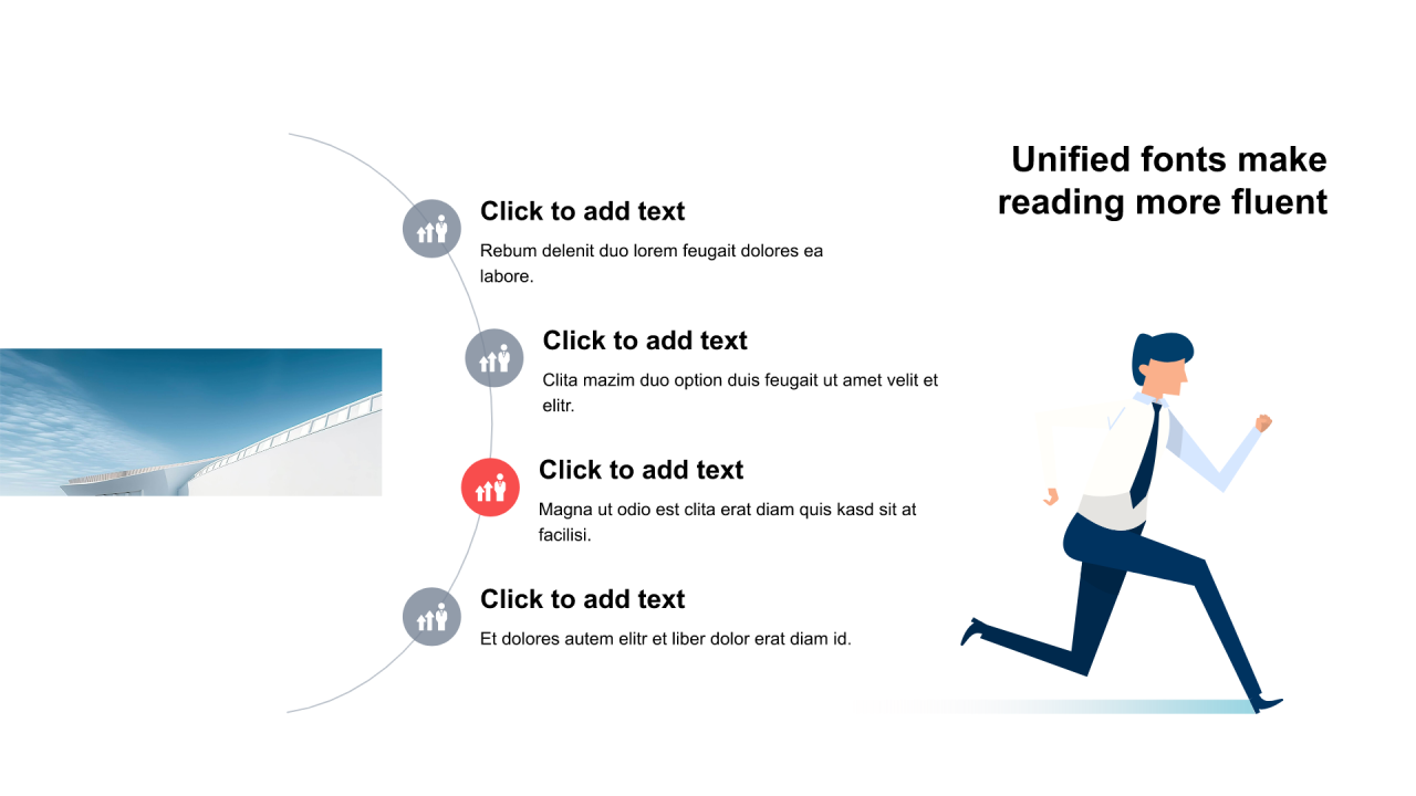 多色圆形扁平4项PPT列表