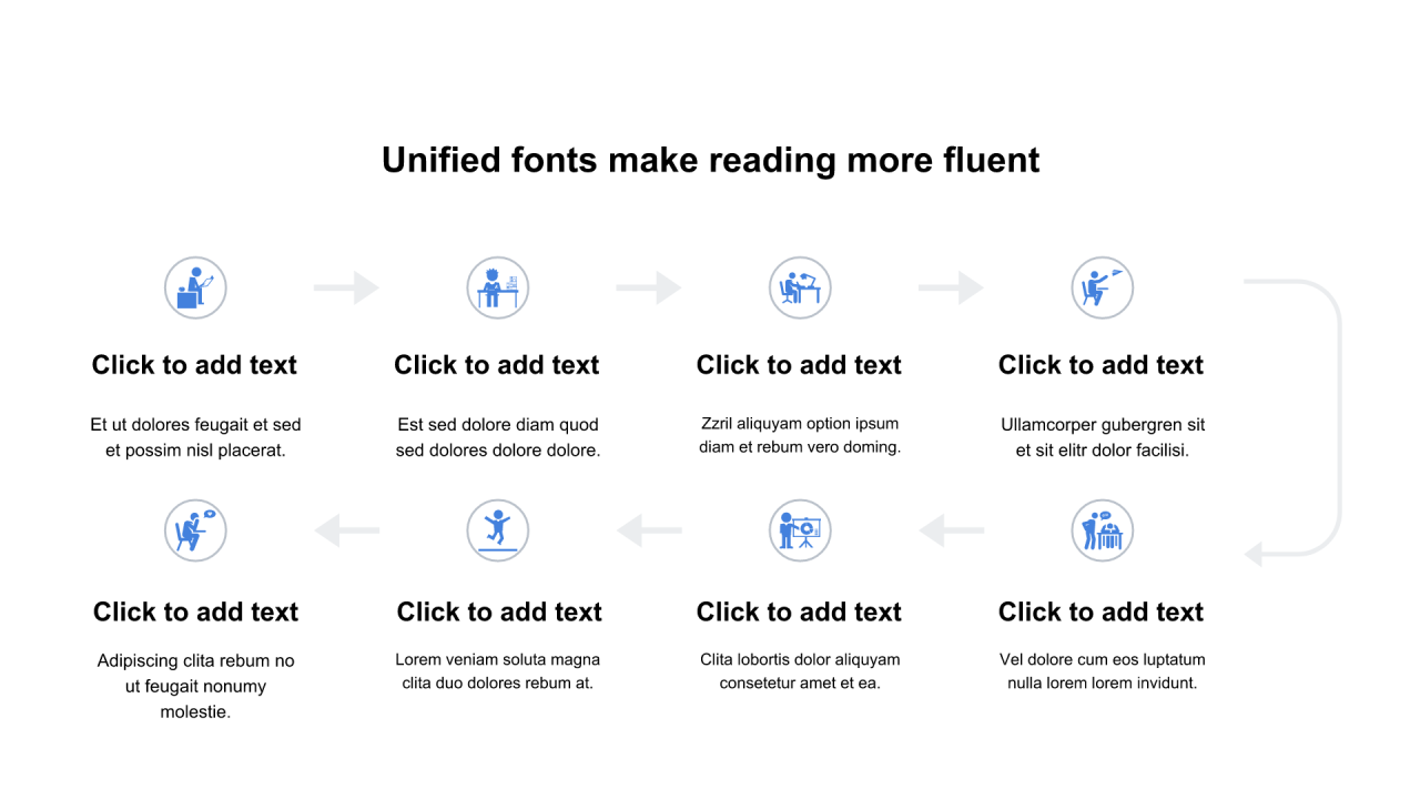 红色圆形扁平8项PPT流程