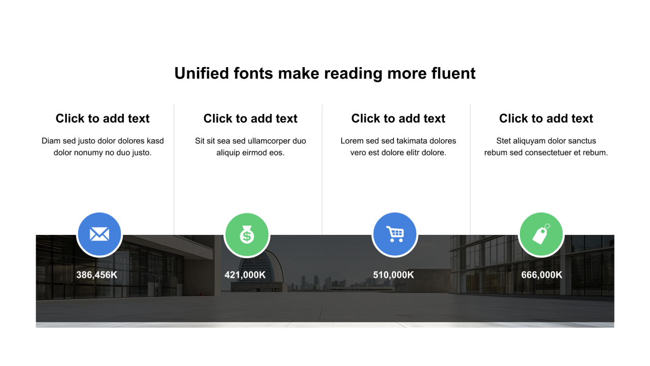 多色圆形扁平4项PPT列表