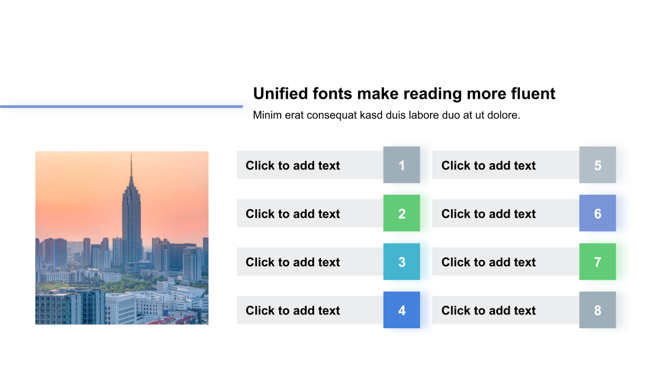 多色矩形阴影8项PPT目录