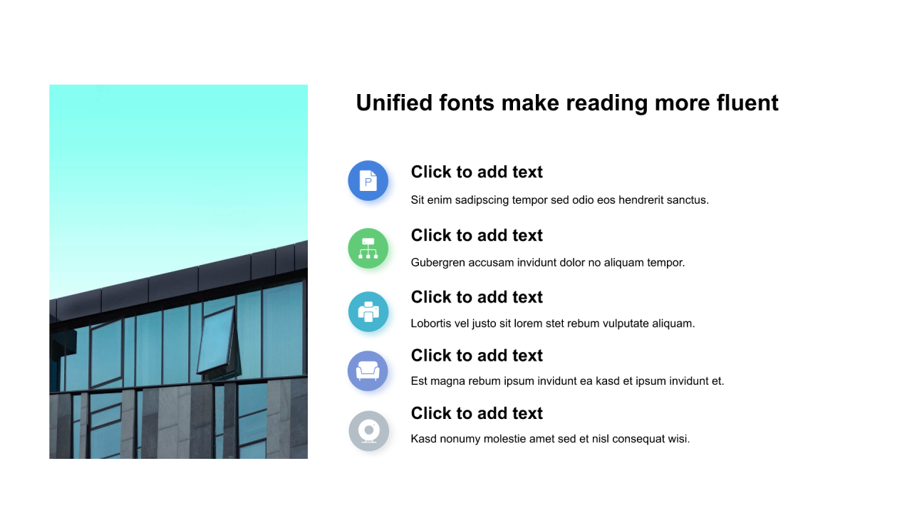 多色矩形阴影5项PPT目录