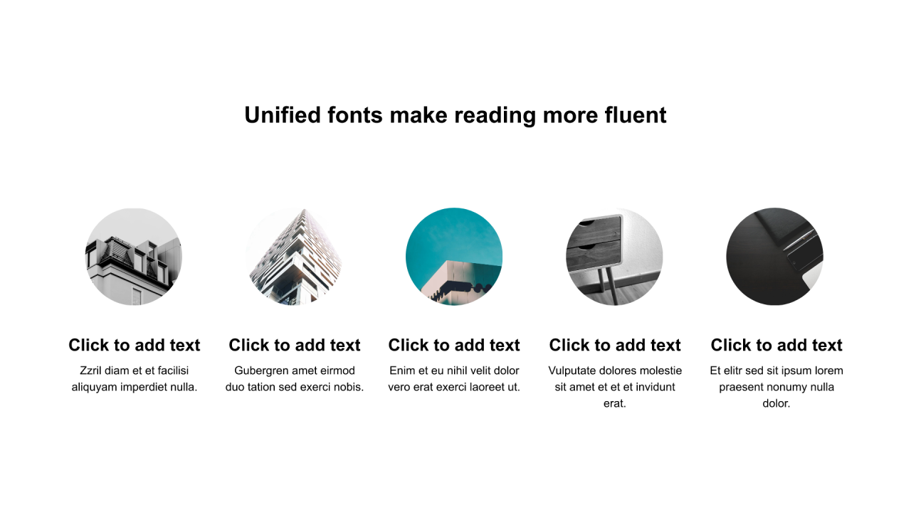 多色圆形扁平5项PPT列表