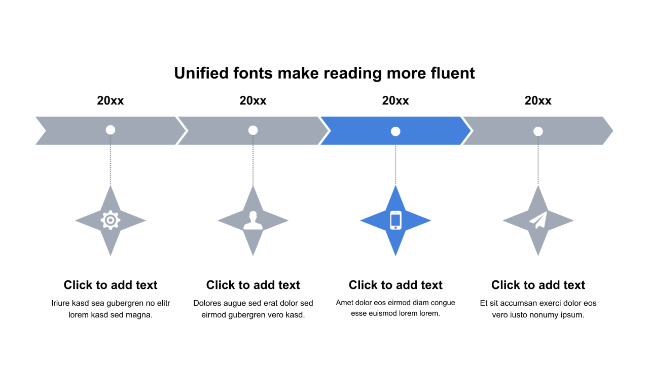 多色矩形扁平4项PPT流程