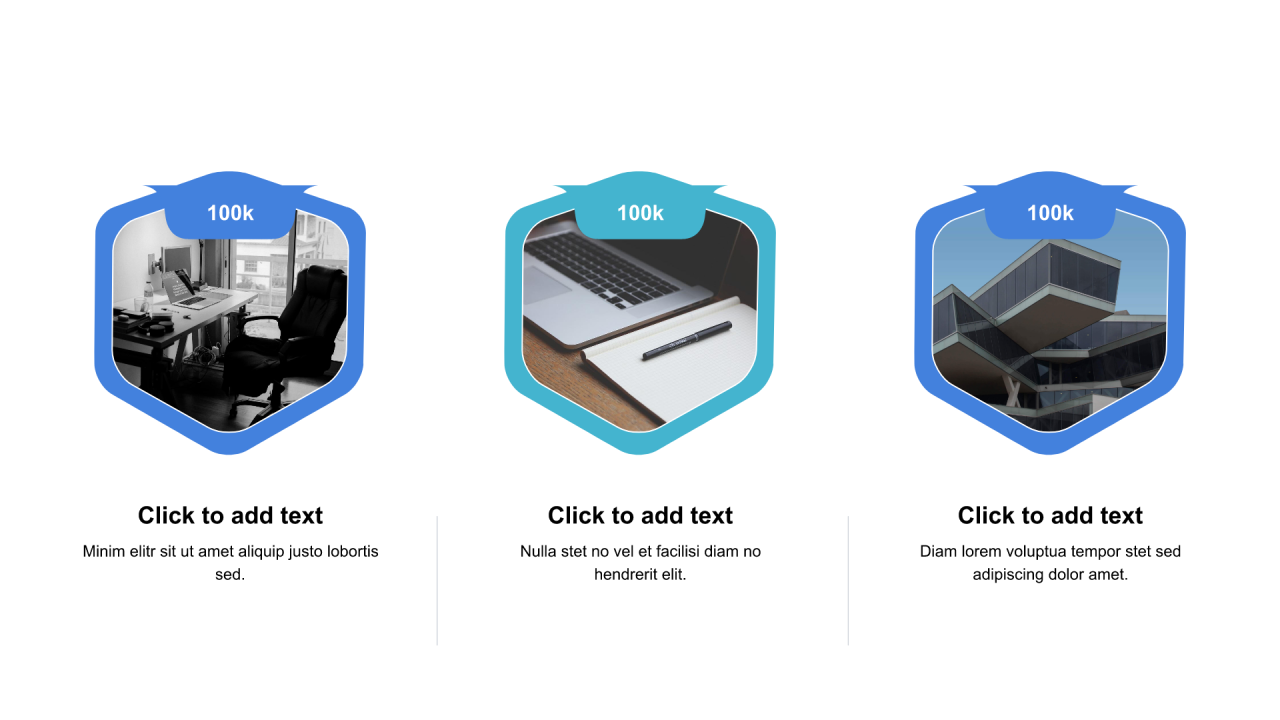 多色多边形扁平3项PPT列表