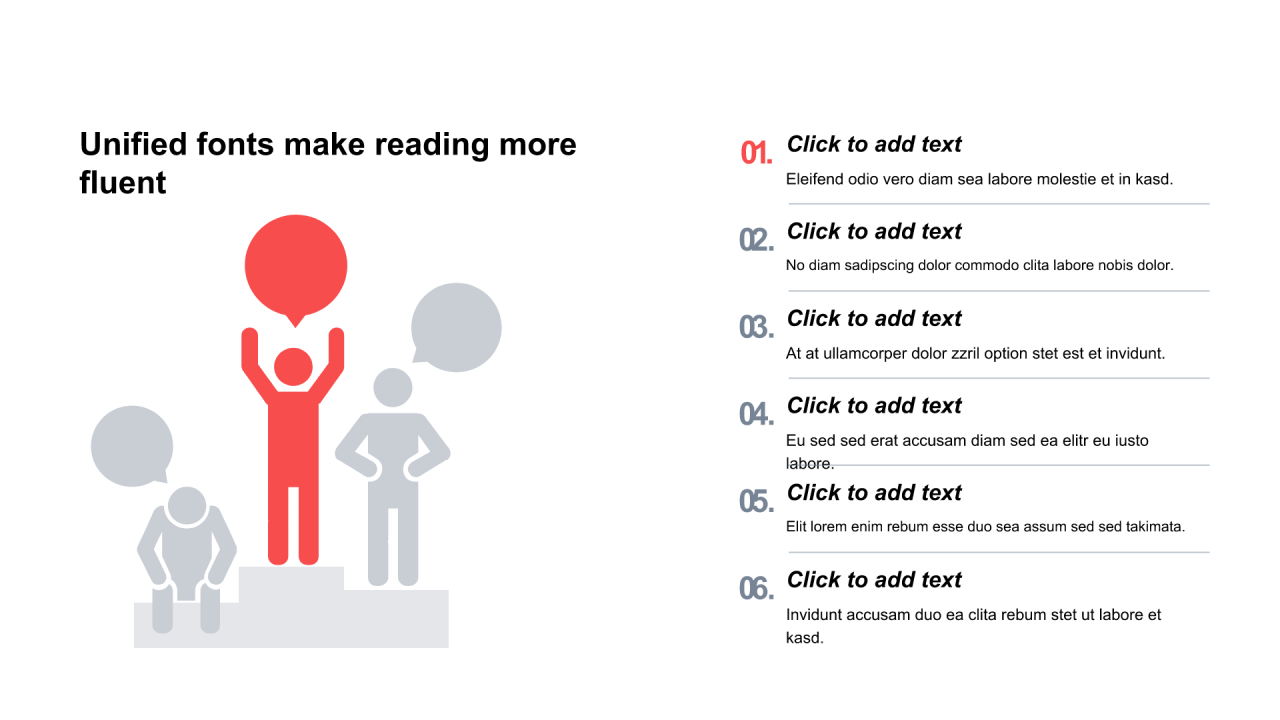 多色插画扁平6项PPT列表