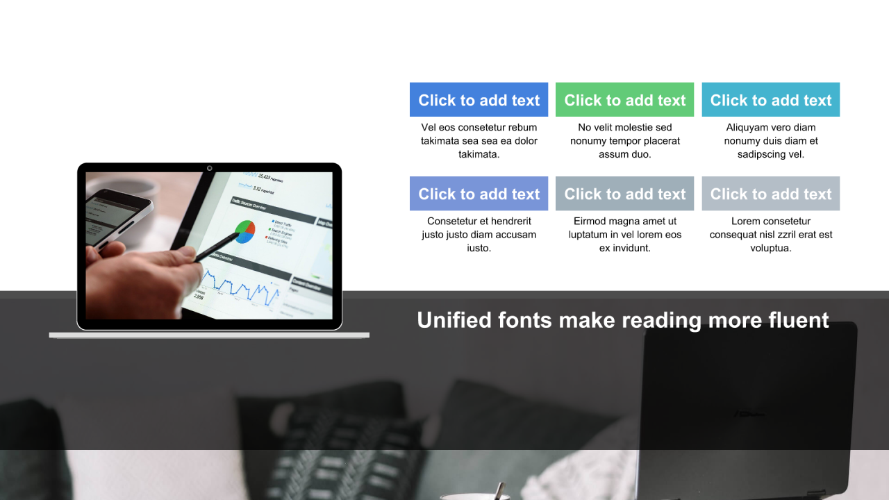 多色矩形扁平6项PPT列表