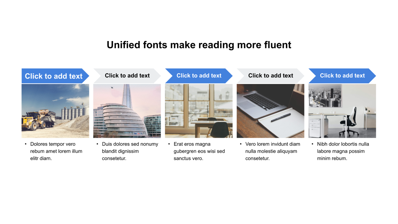 多色矩形扁平5项PPT流程