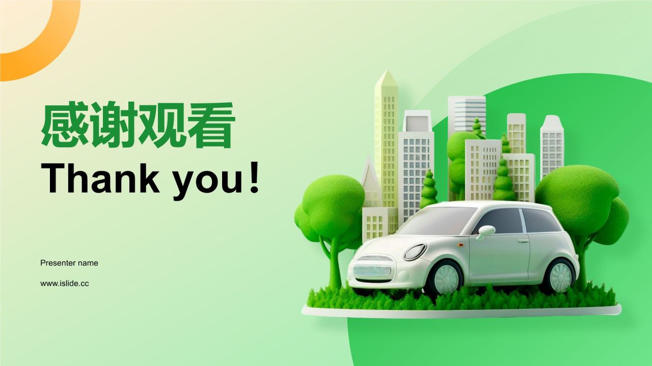绿色3D风新能源汽车商业计划书PPT模板