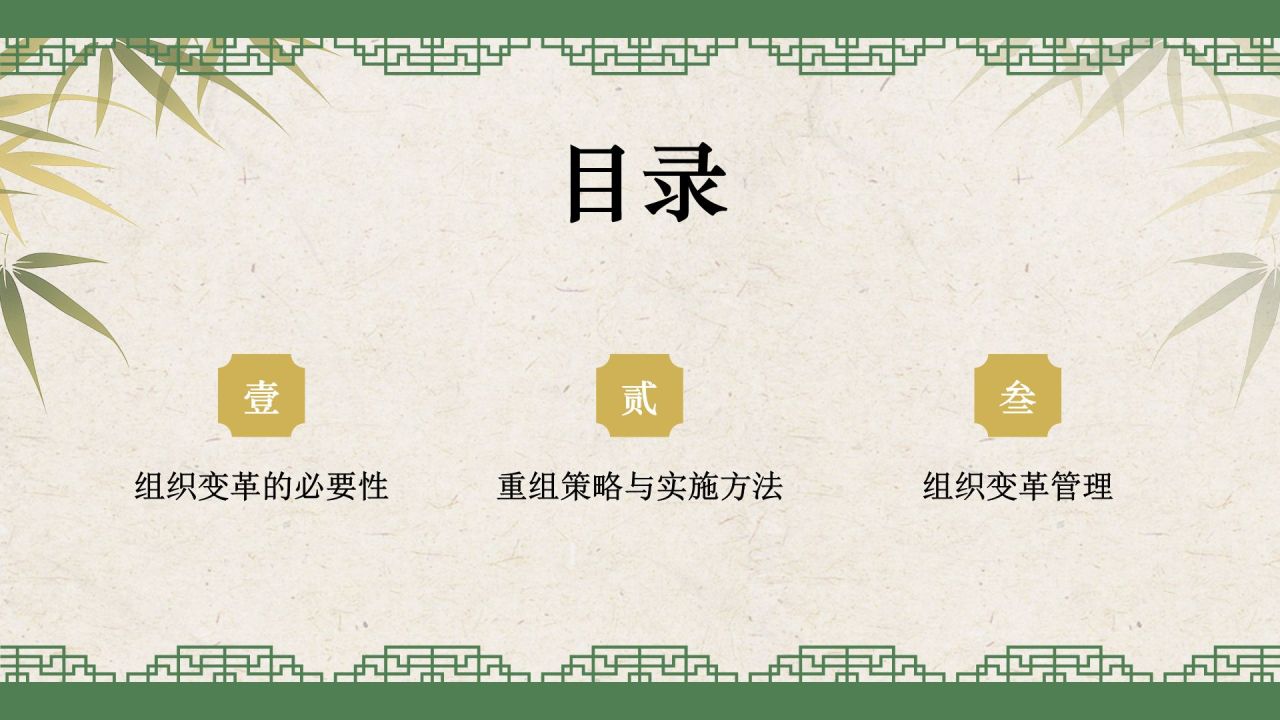 黄色复古风企业重组与组织指导方针PPT模板