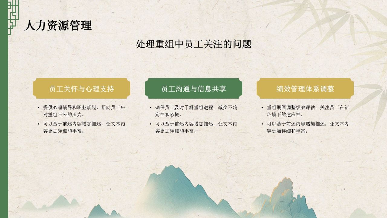 黄色复古风企业重组与组织指导方针PPT模板