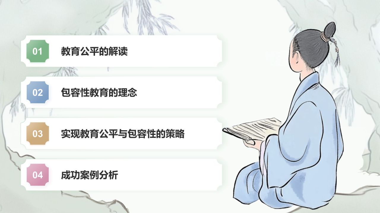 绿色水墨风教育公平与包容性PPT模板