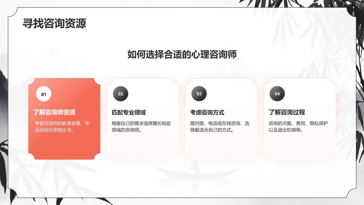 红色水墨风大学生心理健康讲座PPT模板