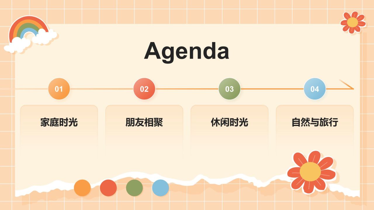 橙色卡通风快乐日常相册图集PPT模板