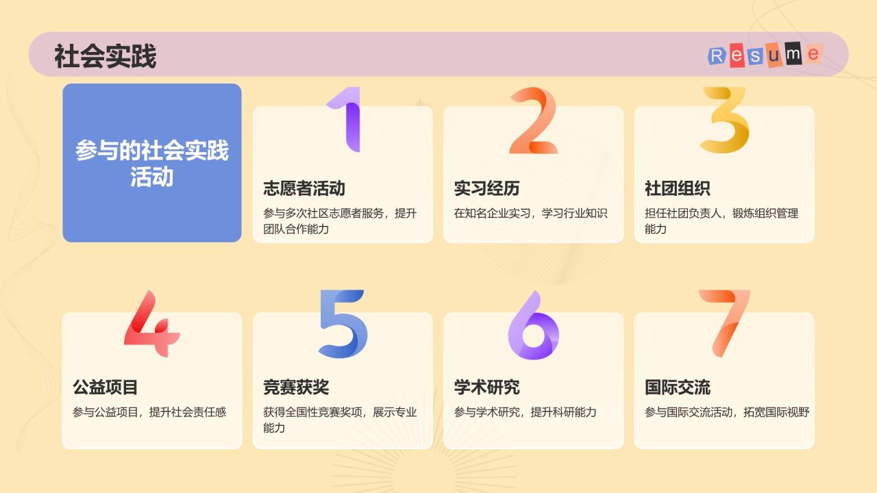 蓝色扁平风个人简历PPT模板