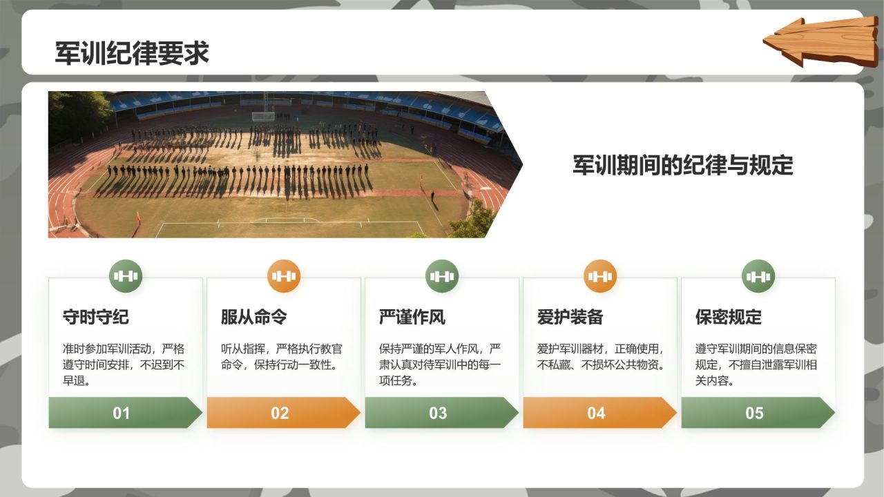 绿色插画风军训指南PPT模板