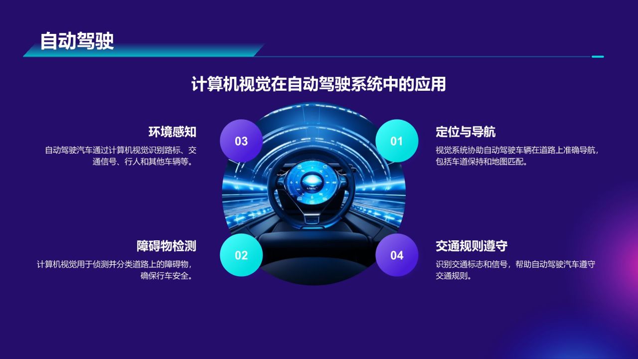 紫色科技风计算机视觉课程培训PPT模板