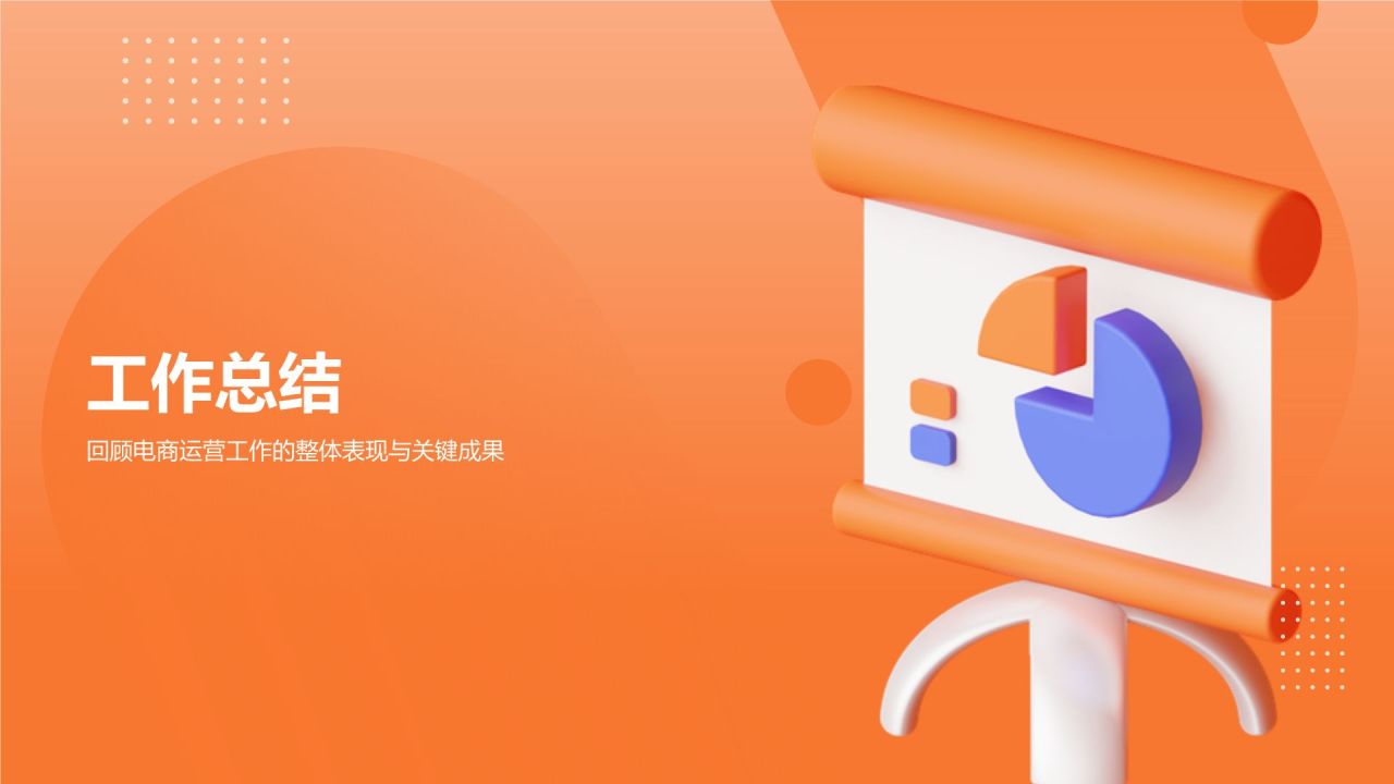 橙色3D风电商运营工作总结汇报PPT模板