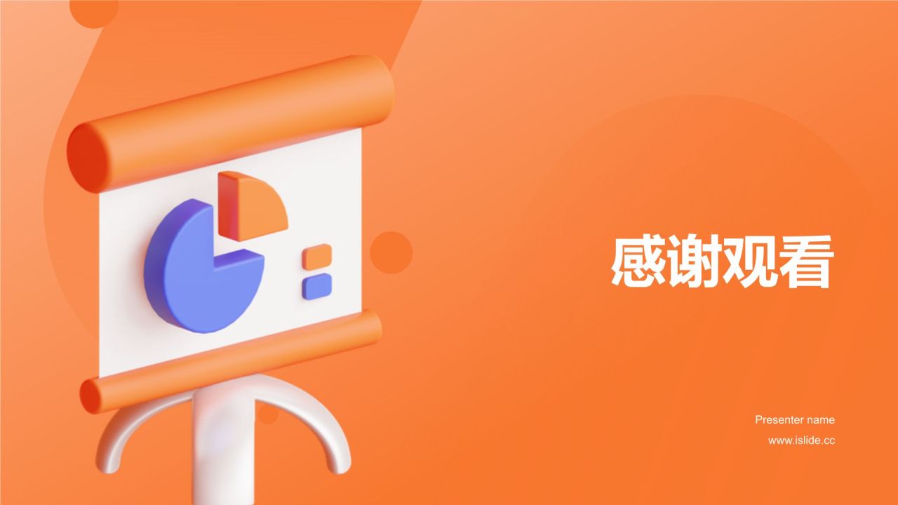 橙色3D风电商运营工作总结汇报PPT模板