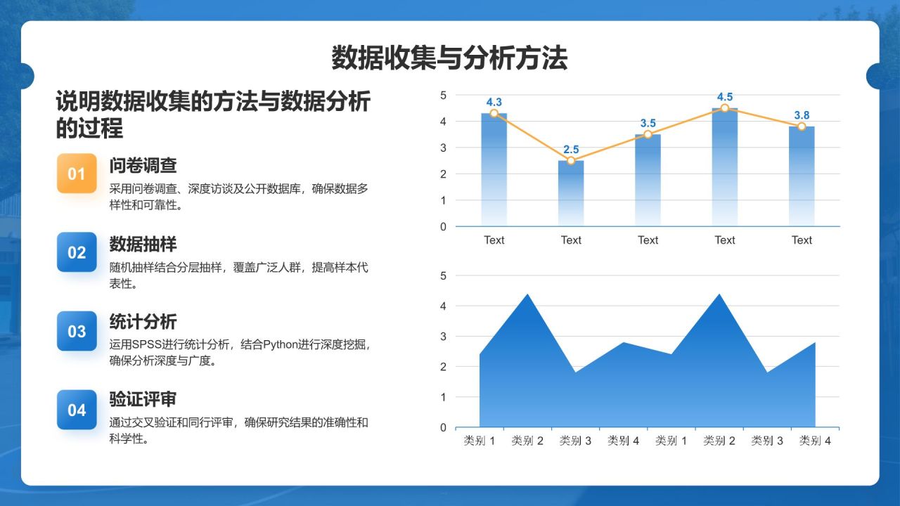 蓝色扁平风大学学术汇报论文答辩PPT模板