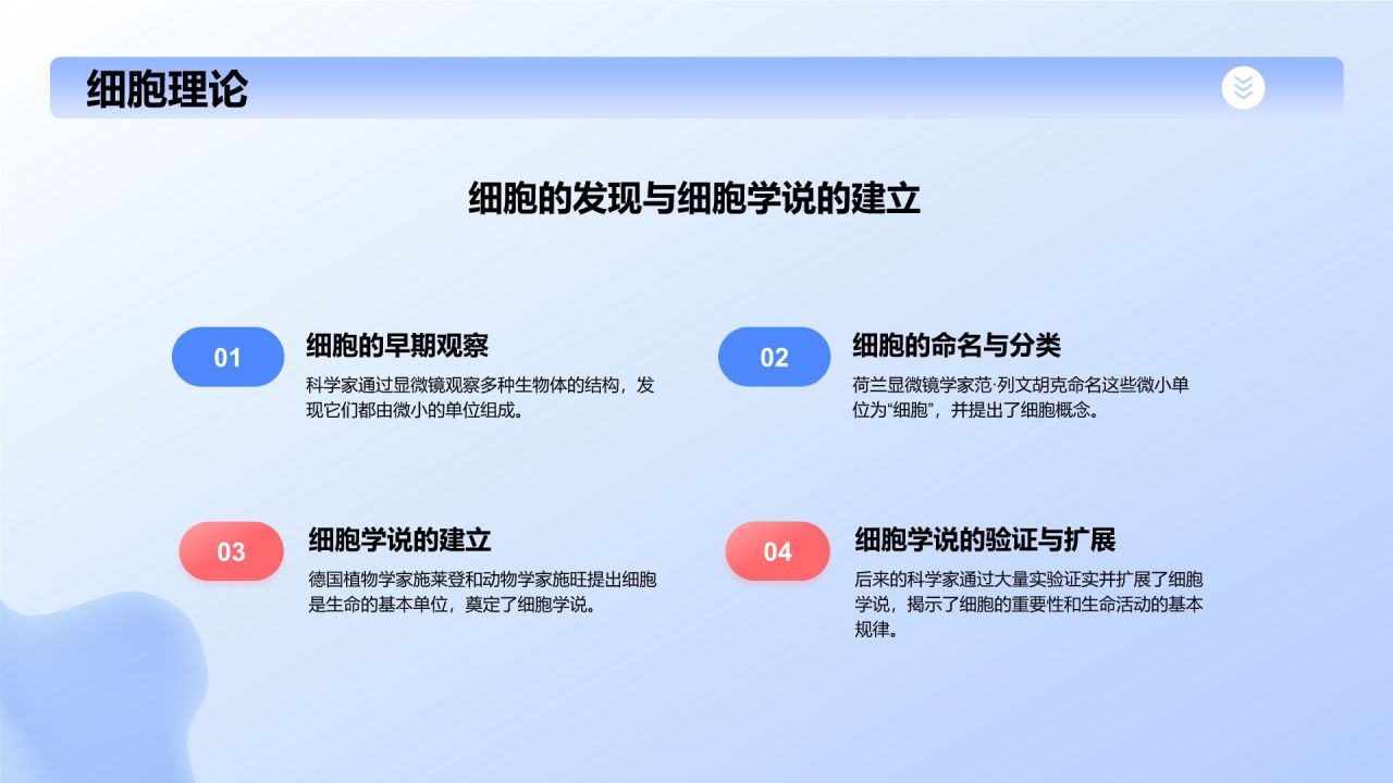 蓝色插画风细胞生物学教学PPT模板