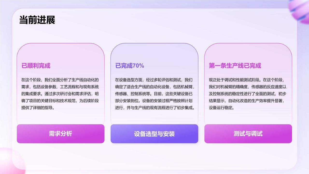 粉色渐变风项目成果概述PPT模板