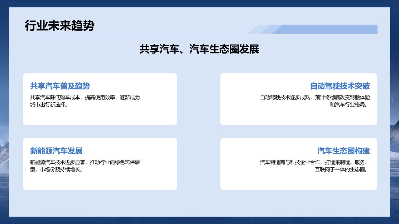 蓝色商务风汽车行业商业计划书PPT模板