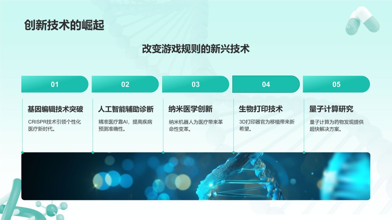 绿色简约风生物医疗创新技术培训PPT模板