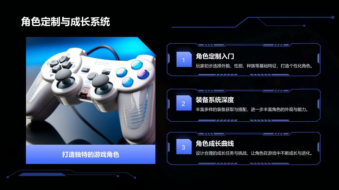 蓝色科技风游戏行业介绍PPT模板