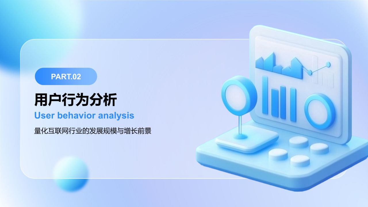 蓝色3D风互联网行业数据可视化报告PPT模板