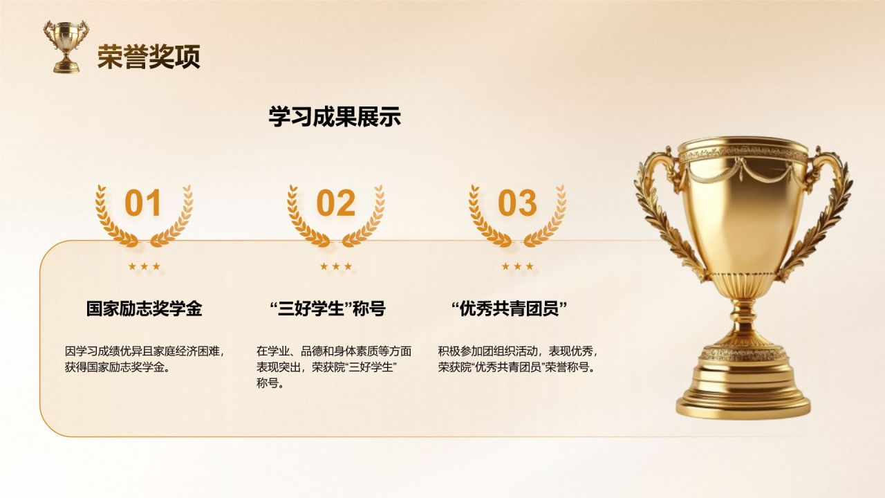 橙色3D风奖学金国奖答辩PPT模板