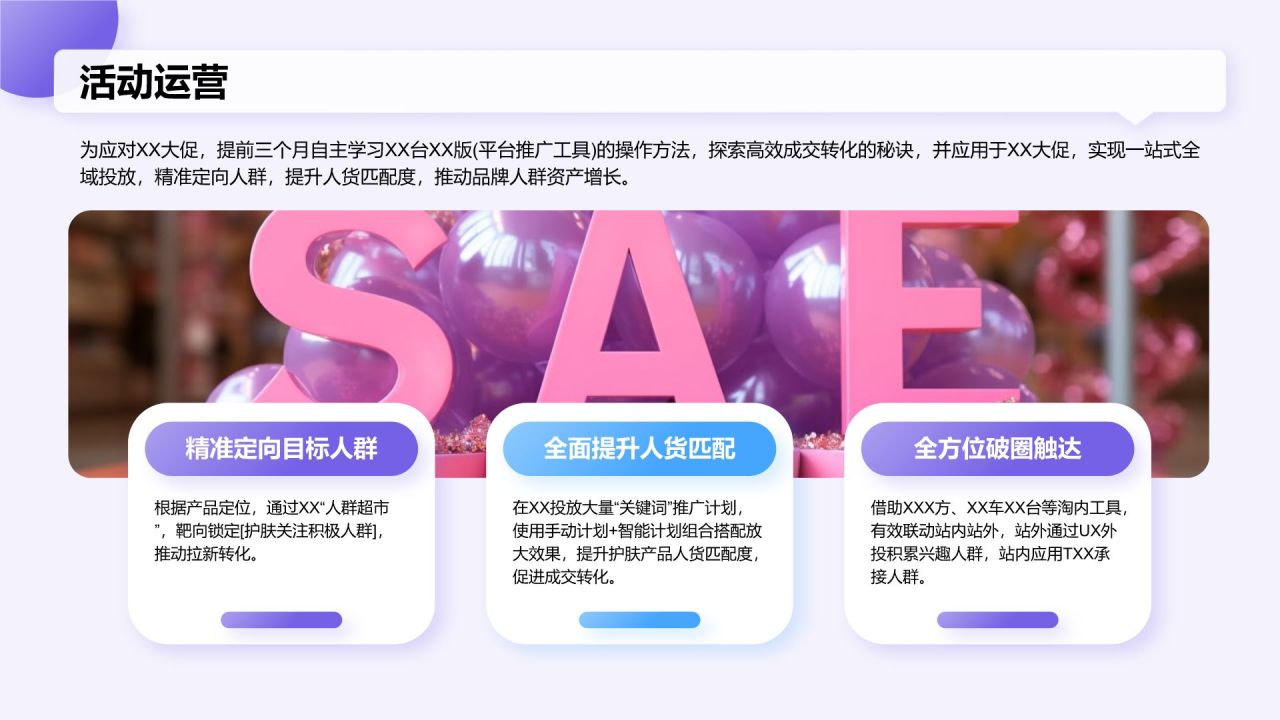 蓝色渐变风电商运营工作总结汇报PPT模板