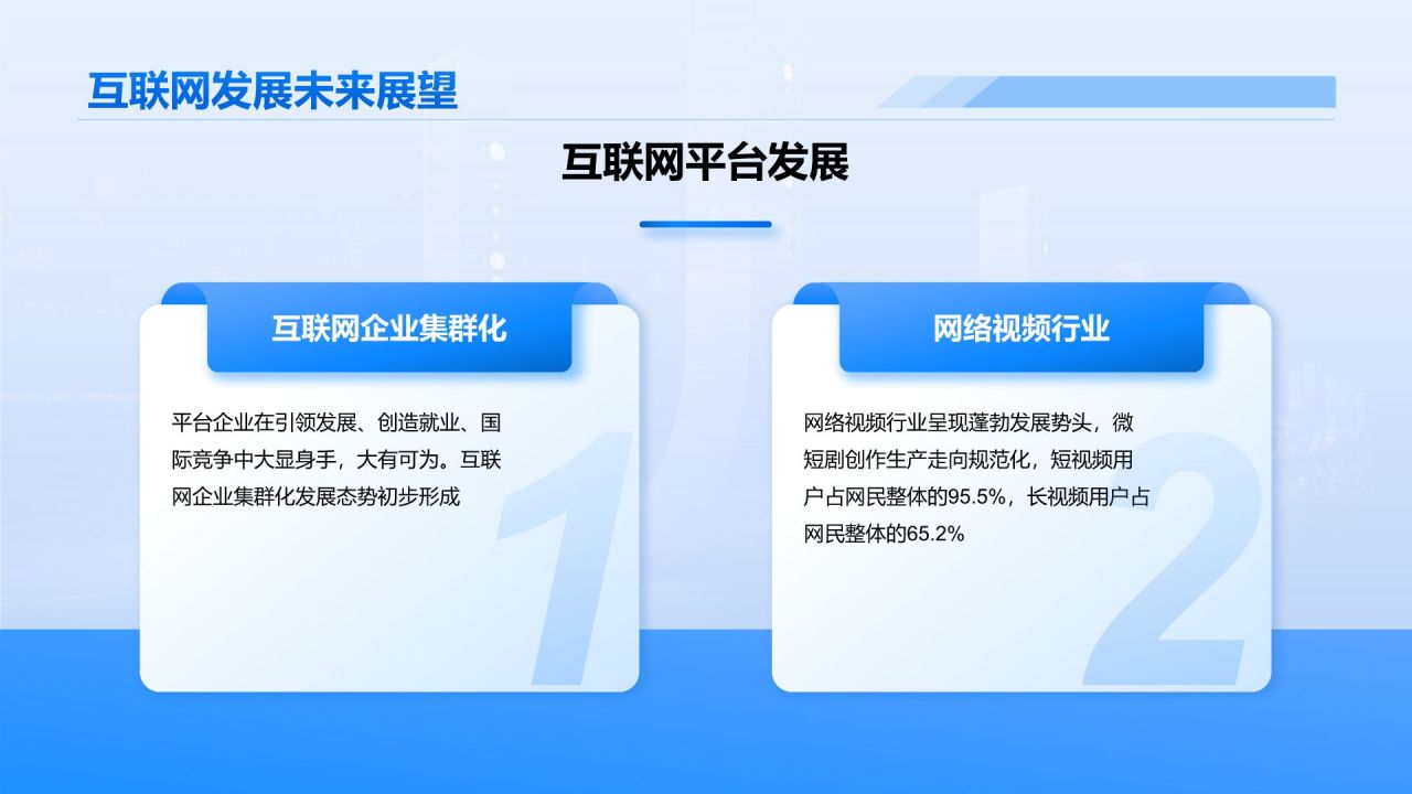 蓝色简约风互联网行业数据可视化报告PPT模板
