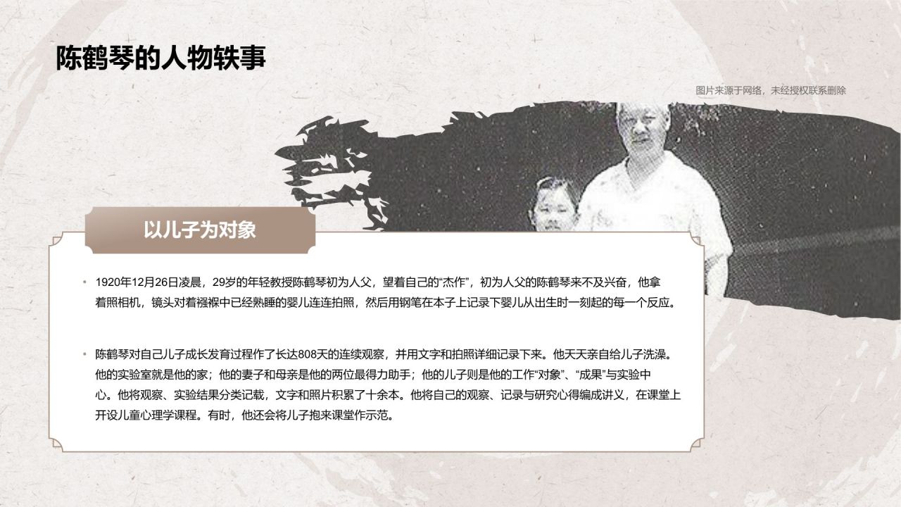 橙色复古风陈鹤琴——人物介绍PPT模板