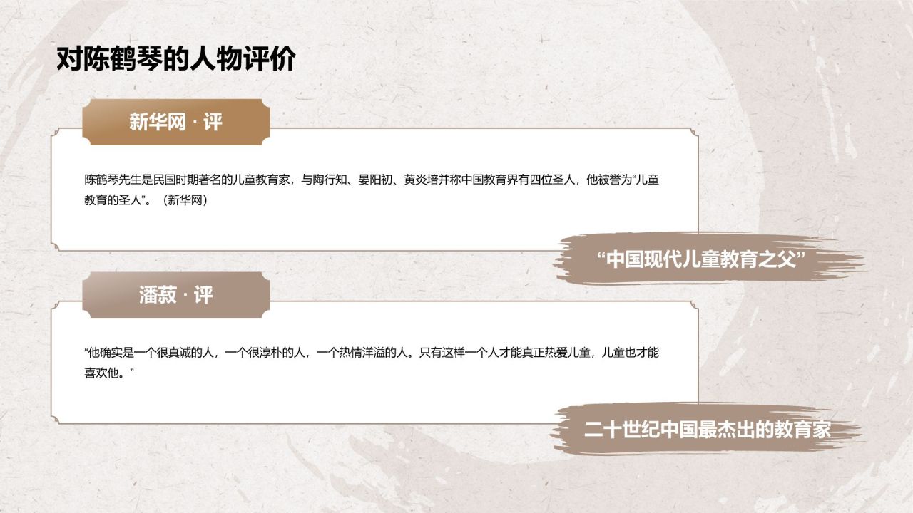 橙色复古风陈鹤琴——人物介绍PPT模板