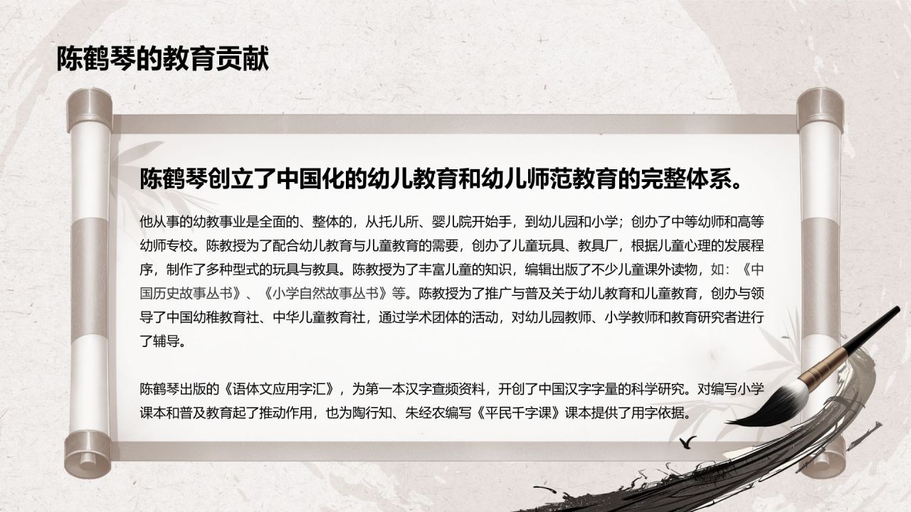 橙色复古风陈鹤琴——人物介绍PPT模板