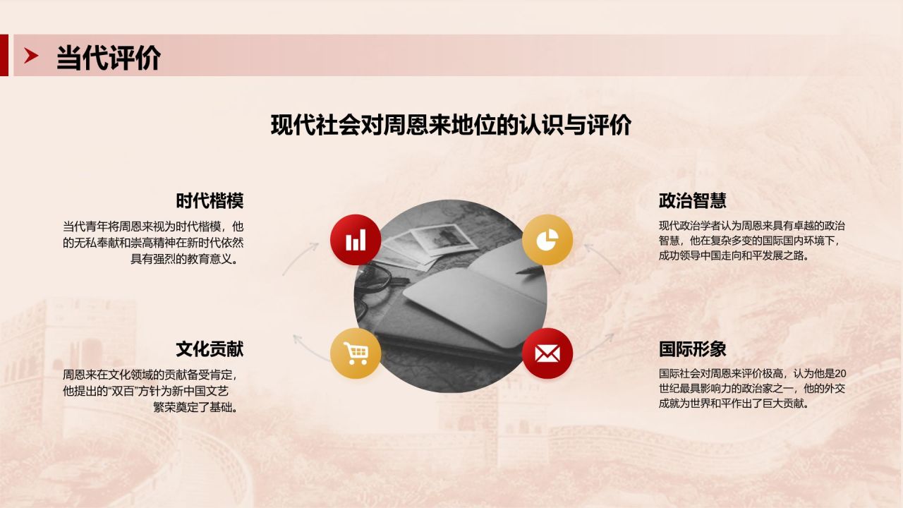 红色复古风周恩来-伟大的无产阶级革命家PPT模板
