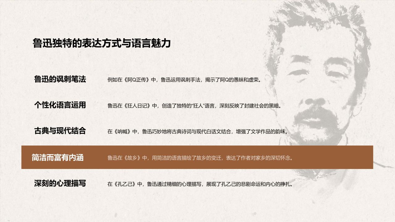 橙色复古风鲁迅-现代文学的奠基人之一PPT模板